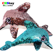 CHStoy #20A3056 stuffed sequin dophin toy custom animal sequin toy factory